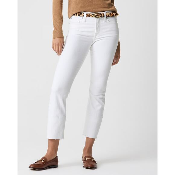 J. Crew Factory Denim - NWT J.Crew Petite Mid-Rise Flare Crop Jean in All-Day Stretch White Size 31P
